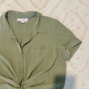 Olive Green Button Down Top
